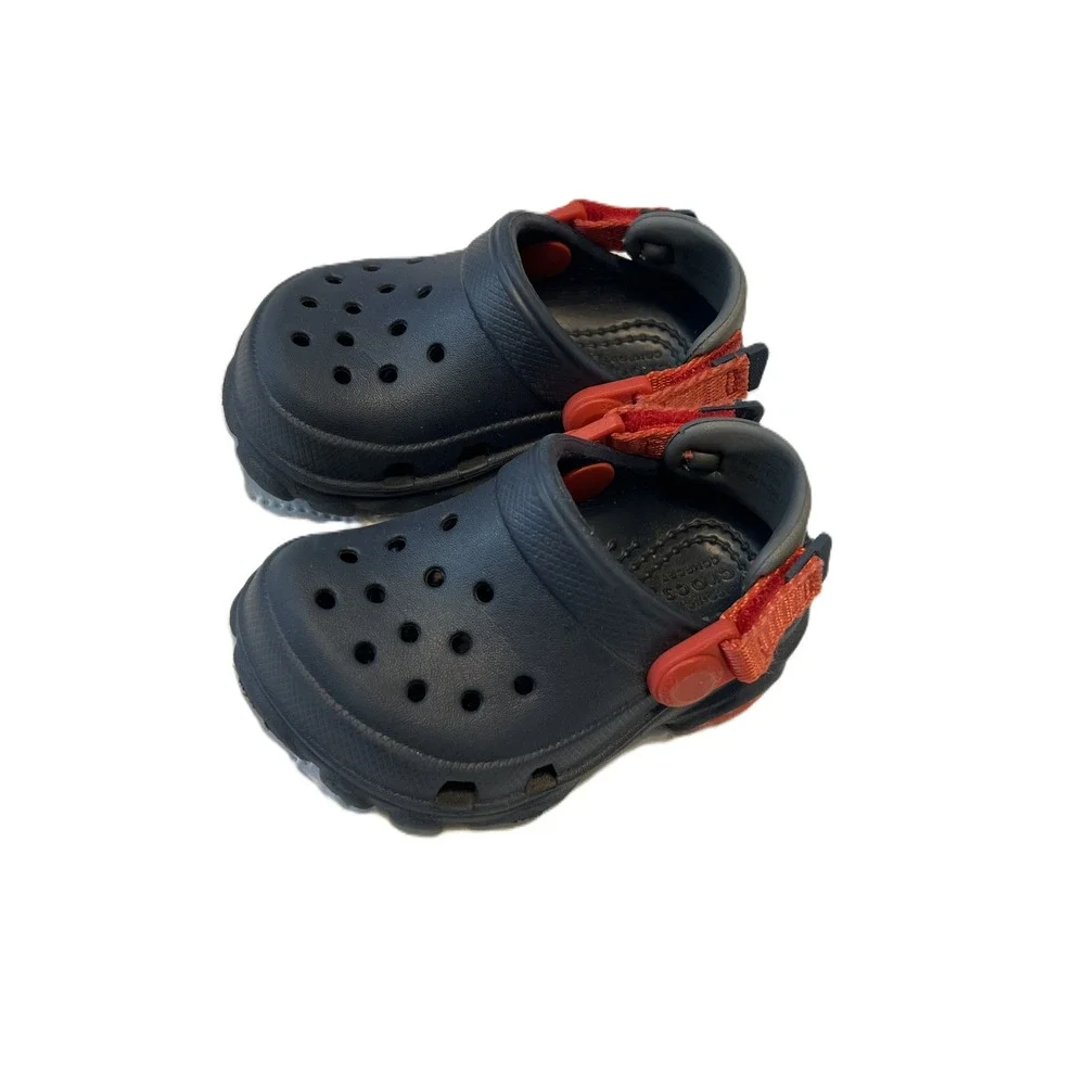 Crocs Kids Classic All-Terrain Clog Navy Red Adjustable Strap Shoes Size C4